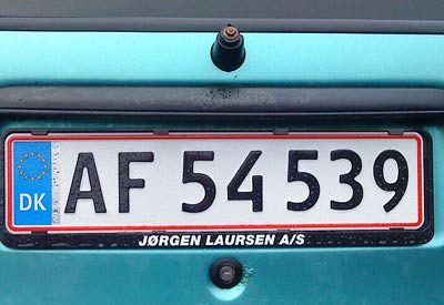 Danish license plate