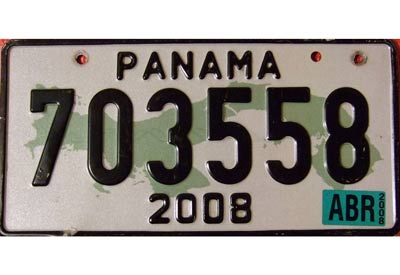Panama reflective license plate