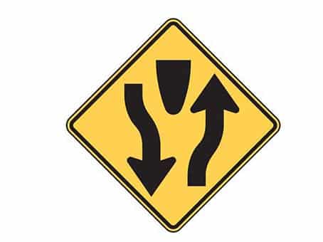 Divided Highway warning sign